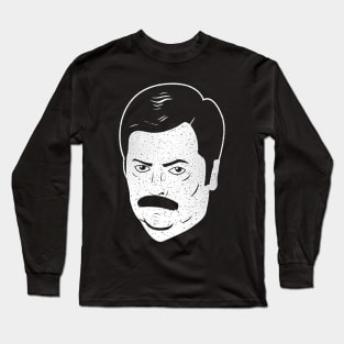 Ron Swanson Face black tee Long Sleeve T-Shirt